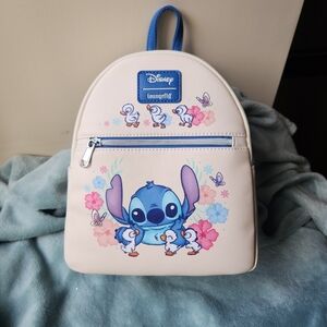 Loungefly Stitch With Ducks Mini Backpack In Blue And Cream